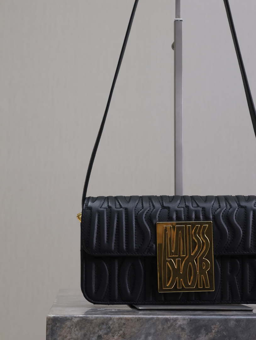 Dior M2610UBOS_M900 Black Quilted Miss Dior Allover Calfskin