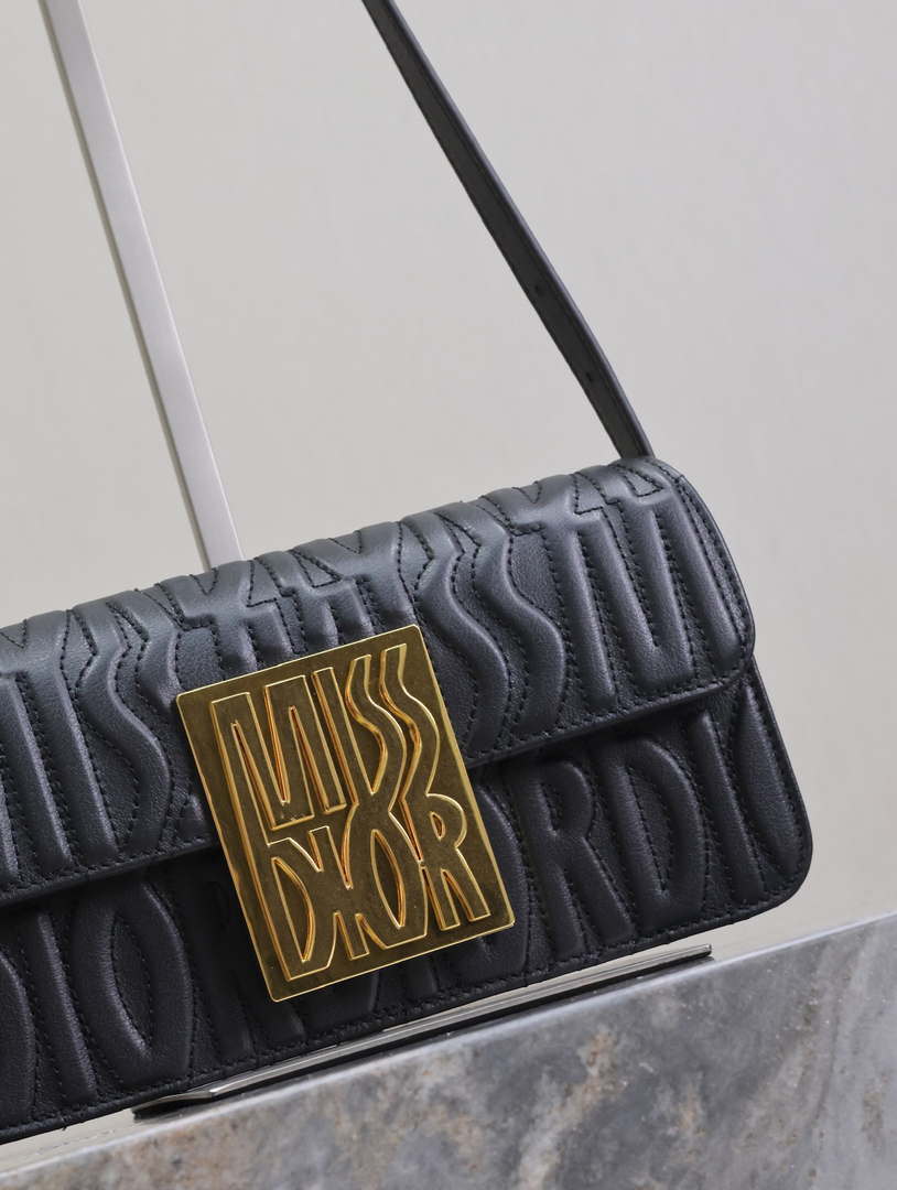 Dior M2610UBOS_M900 Black Quilted Miss Dior Allover Calfskin