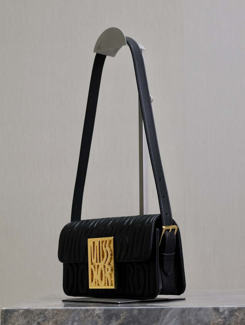 Dior M2610UBOS_M900 Black Quilted Miss Dior Allover Calfskin