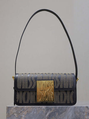 Dior M2610UZCJ_M911 Black Miss Dior Allover Calfskin with Gold-Finish - Default Title - View 1