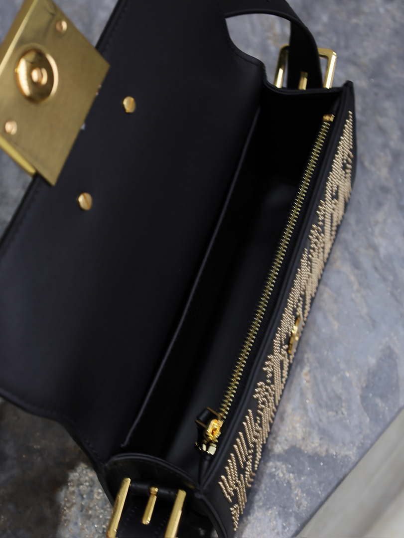Dior M2610UZCJ_M911 Black Miss Dior Allover Calfskin with Gold-Finish