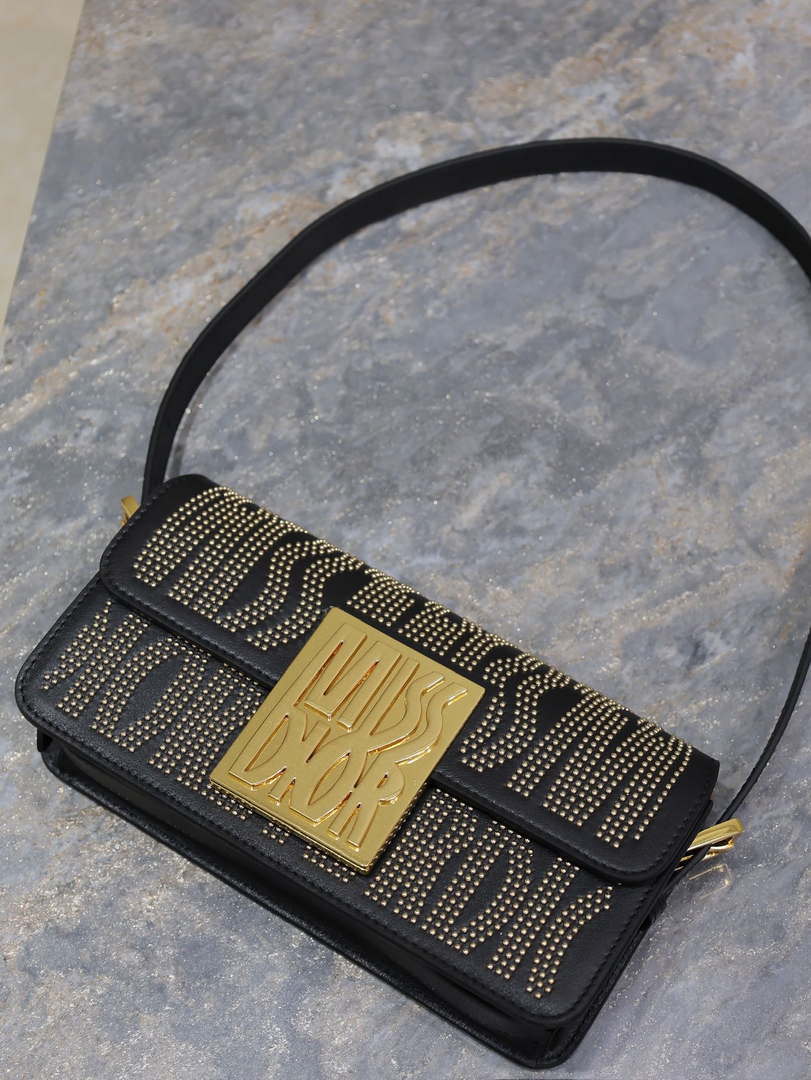 Dior M2610UZCJ_M911 Black Miss Dior Allover Calfskin with Gold-Finish