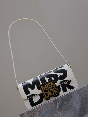 Dior M2610UZCJ_M911 Miss Dior Flap Bag White and Black Miss Dior Graffiti Printed - Default Title - View 2
