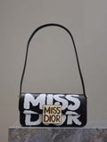 Dior M2610UZCJ_M911 Miss Dior Flap Bag Black and White Miss Dior Graffiti Printed
