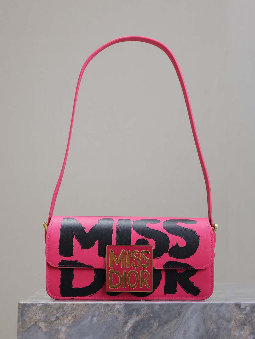 Dior M2610UZCJ_M911 Miss Dior Flap Bag Red and Black Miss Dior Graffiti Printed
