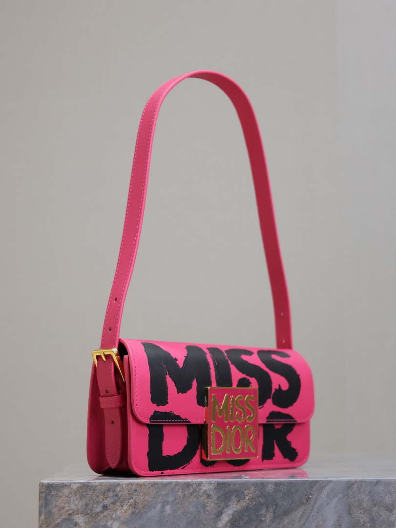 Dior M2610UZCJ_M911 Miss Dior Flap Bag Red and Black Miss Dior Graffiti Printed