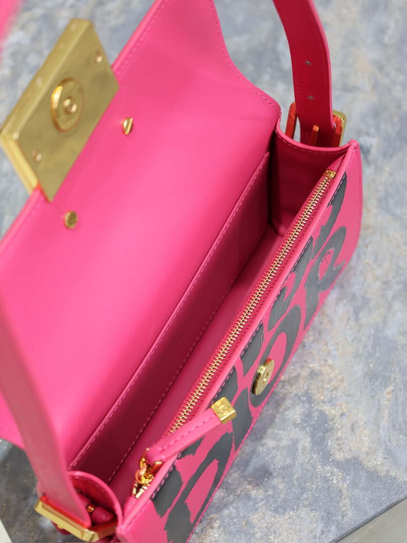 Dior M2610UZCJ_M911 Miss Dior Flap Bag Red and Black Miss Dior Graffiti Printed