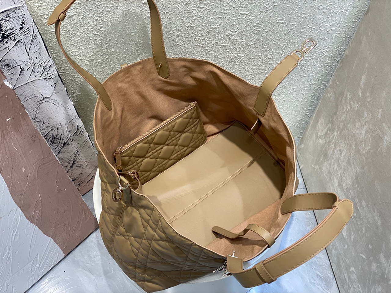 Dior M2820 Large Dior Toujours Bag Apricot Macrocannage Calfskin - Default Title - View 7