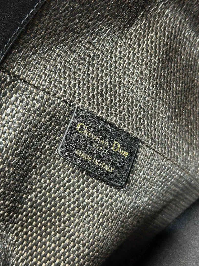 Dior M2820 Large Dior Toujours Bag Beige Black Tweed with Embroidered diamond
