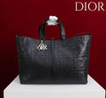Dior M2820 Large Dior Toujours Bag Black Flat Macrocannage Calfskin