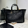 Dior M2820 Large Dior Toujours Bag Black Macrocannage Crinkled Calfskin and Merino Wool