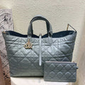 Dior M2820 Large Dior Toujours Bag Blue Macrocannage Calfskin - Default Title - View 1