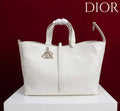 Dior M2820 Large Dior Toujours Bag White Flat Macrocannage Calfskin