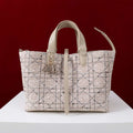 Dior M2820 Large Dior Toujours Bag Beige Tweed with White Cannage Motif - Default Title - View 1