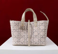 Dior M2820 Large Dior Toujours Bag Beige Tweed with White Cannage Motif