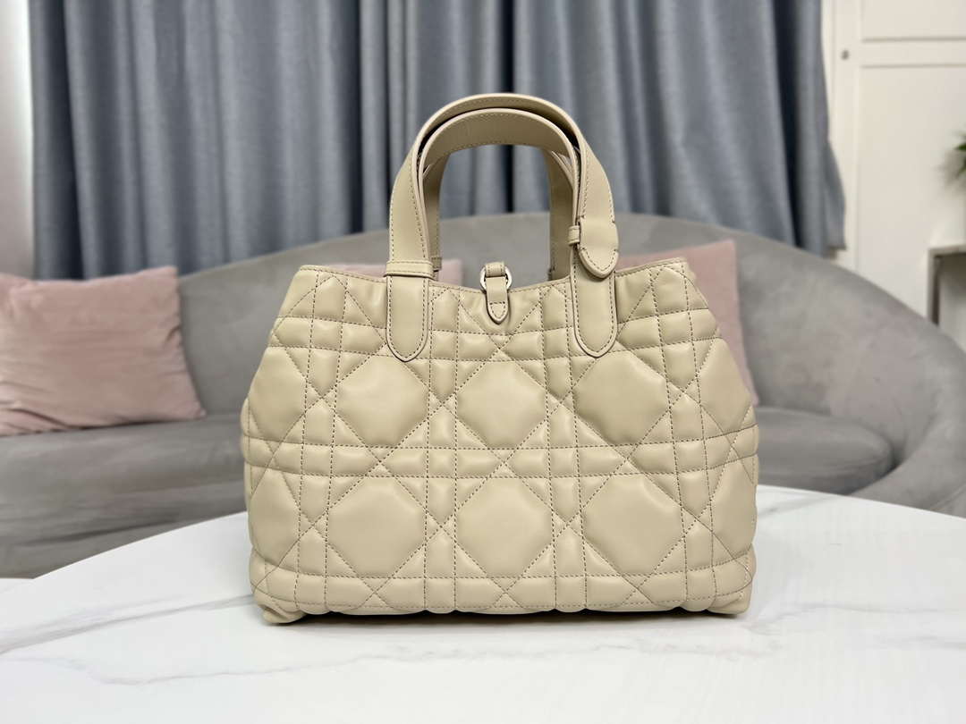 Dior M2821 Medium Dior Toujours Bag Beige Macrocannage Calfskin - Default Title - View 3