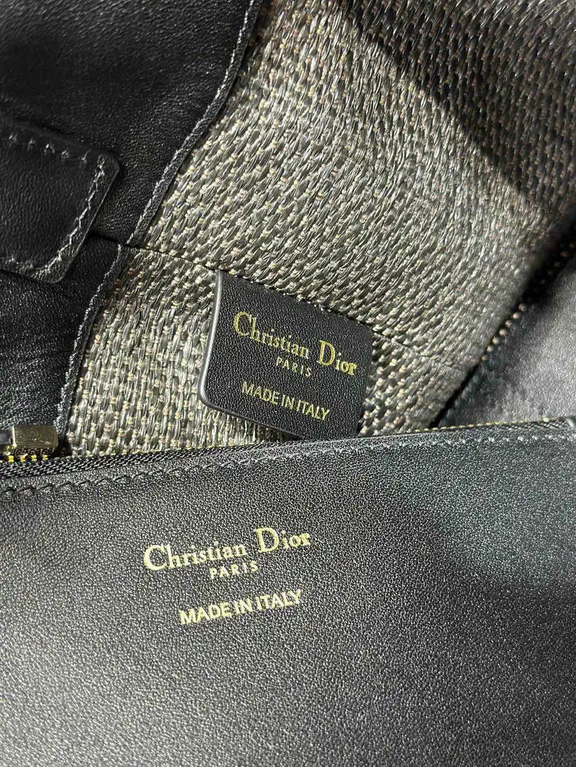 Dior M2821 Medium Dior Toujours Bag Black Tweed Embroidered diamond