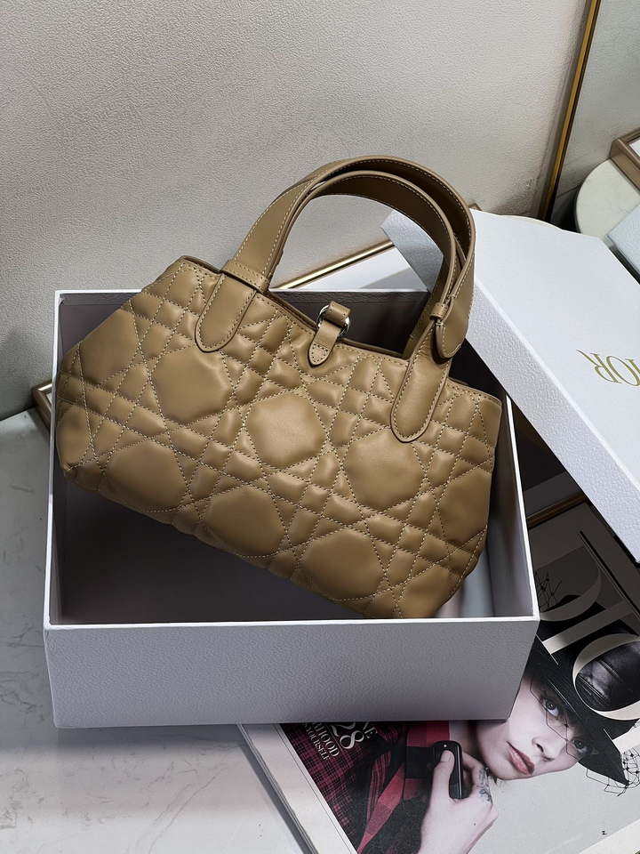 Dior M2822 Small Dior Toujours Bag Apricot Macrocannage Calfskin