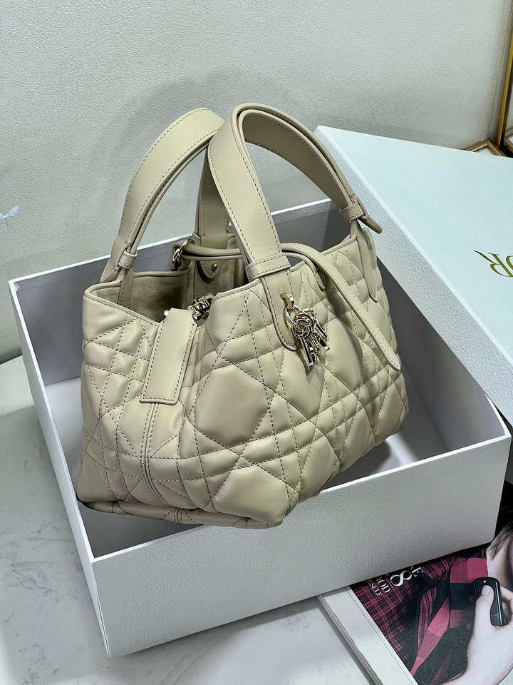 Dior M2822 Small Dior Toujours Bag Beige Macrocannage Calfskin - Default Title - View 6