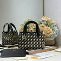 Dior M2822 Small Dior Toujours Bag Black canvas with diamond embroidery
