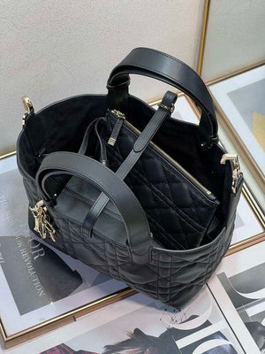Dior M2822 Small Dior Toujours Bag Black Macrocannage Calfskin - Default Title - View 9