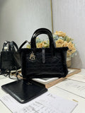 Dior M2822 Small Dior Toujours Bag Black Macrocannage Crinkled Calfskin and Merino Wool