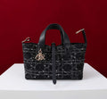 Dior M2822 Small Dior Toujours Bag Black Tweed with White Cannage Motif