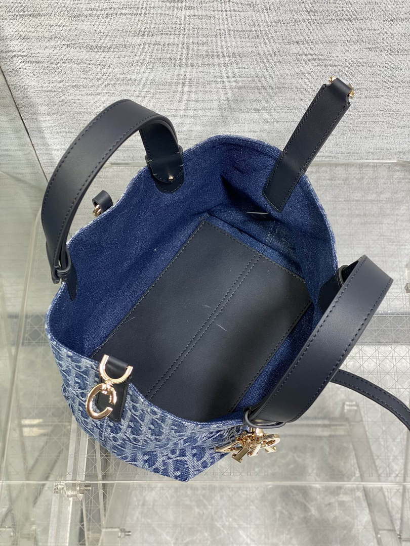 Dior M2822 Small Dior Toujours Bag Blue Denim Dior Oblique Jacquard