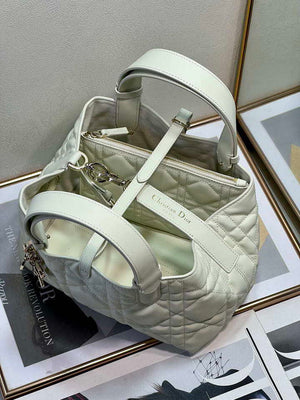 Dior M2822 Small Dior Toujours Bag White Macrocannage Calfskin - Default Title - View 8