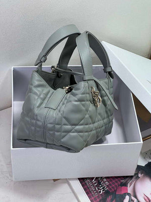 Dior M2822 Small Dior Toujours Bag Blue Macrocannage Calfskin - Default Title - View 6