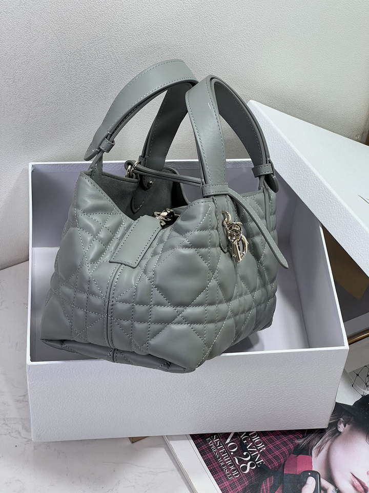 Dior M2822 Small Dior Toujours Bag Blue Macrocannage Calfskin - Default Title - View 6
