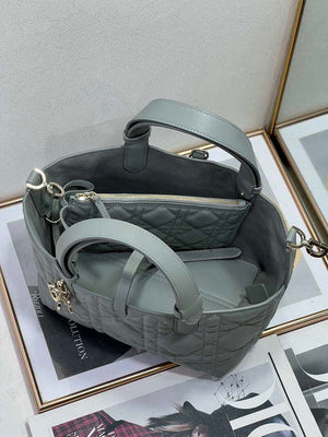 Dior M2822 Small Dior Toujours Bag Blue Macrocannage Calfskin - Default Title - View 9