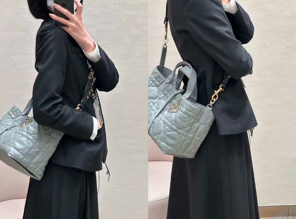 Dior M2822 Small Dior Toujours Bag Blue Macrocannage Calfskin