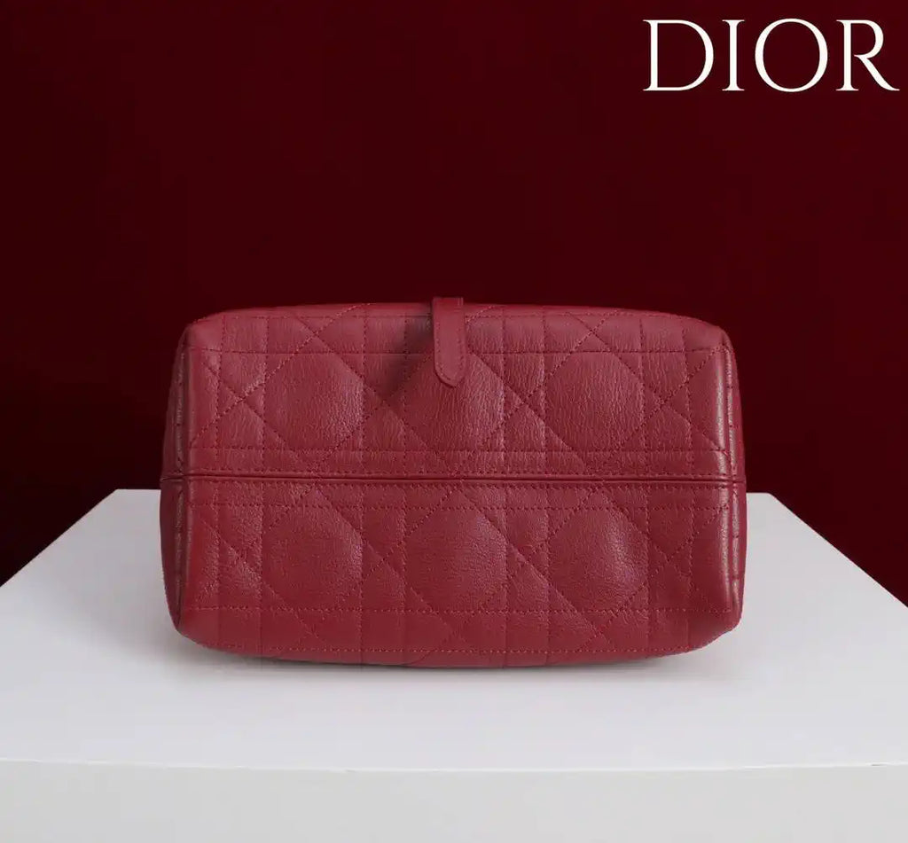 Dior M2822 Small Dior Toujours Bag Wine Red Macrocannage Grained Calfskin