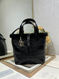 Dior M2835 Small Dior Toujours Bag Black Macrocannage Crinkled Calfskin and Merino Wool