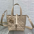 Dior M2835 Small Dior Toujours Vertical Tote Bag Apricot Macrocannage Calfskin - Default Title - View 1