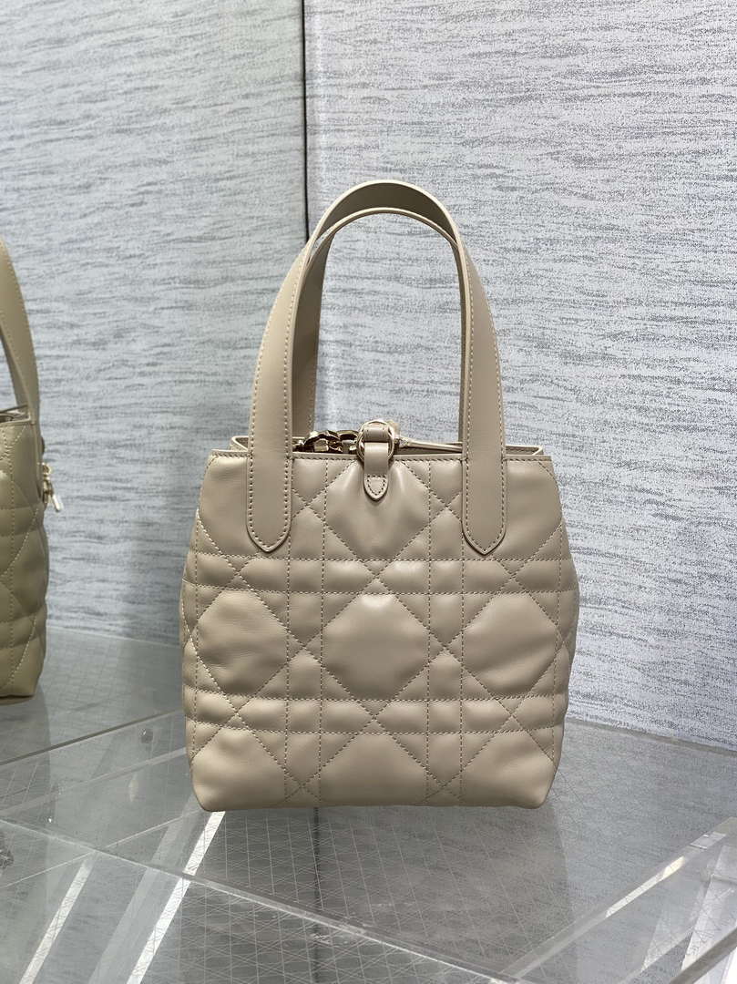 Dior M2835 Small Dior Toujours Vertical Tote Bag Apricot Macrocannage Calfskin