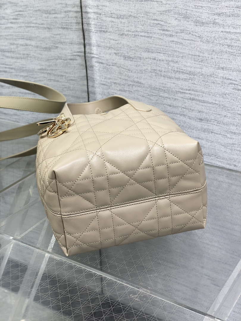 Dior M2835 Small Dior Toujours Vertical Tote Bag Apricot Macrocannage Calfskin