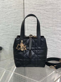Dior M2835 Small Dior Toujours Vertical Tote Bag Black Macrocannage Calfskin