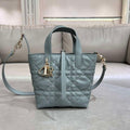 Dior M2835 Small Dior Toujours Vertical Tote Bag Blue Macrocannage Calfskin - Default Title - View 1