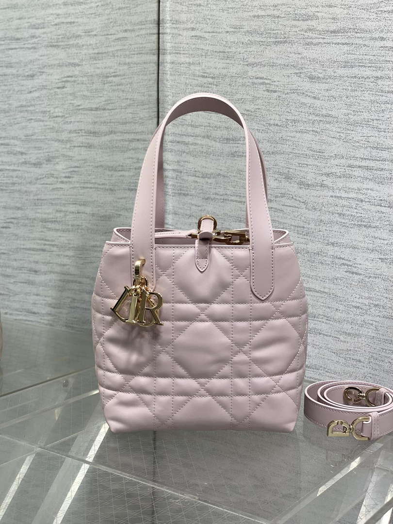 Dior M2835 Small Dior Toujours Vertical Tote Bag Pink Macrocannage Calfskin