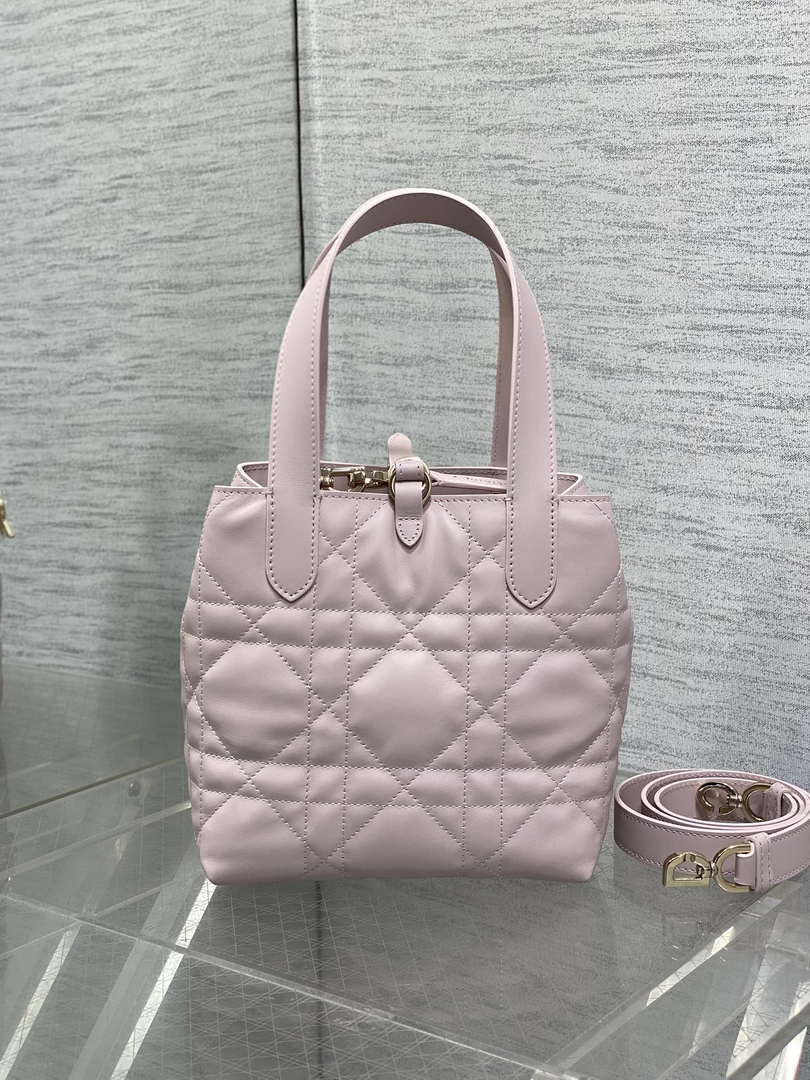 Dior M2835 Small Dior Toujours Vertical Tote Bag Pink Macrocannage Calfskin
