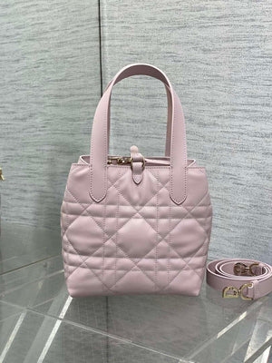 Dior M2835 Small Dior Toujours Vertical Tote Bag Pink Macrocannage Calfskin - Default Title - View 4