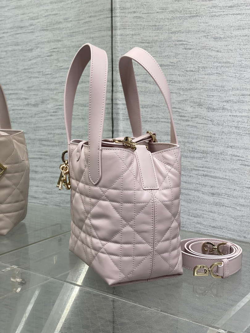 Dior M2835 Small Dior Toujours Vertical Tote Bag Pink Macrocannage Calfskin