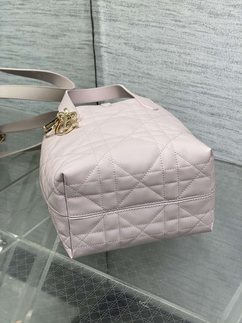 Dior M2835 Small Dior Toujours Vertical Tote Bag Pink Macrocannage Calfskin