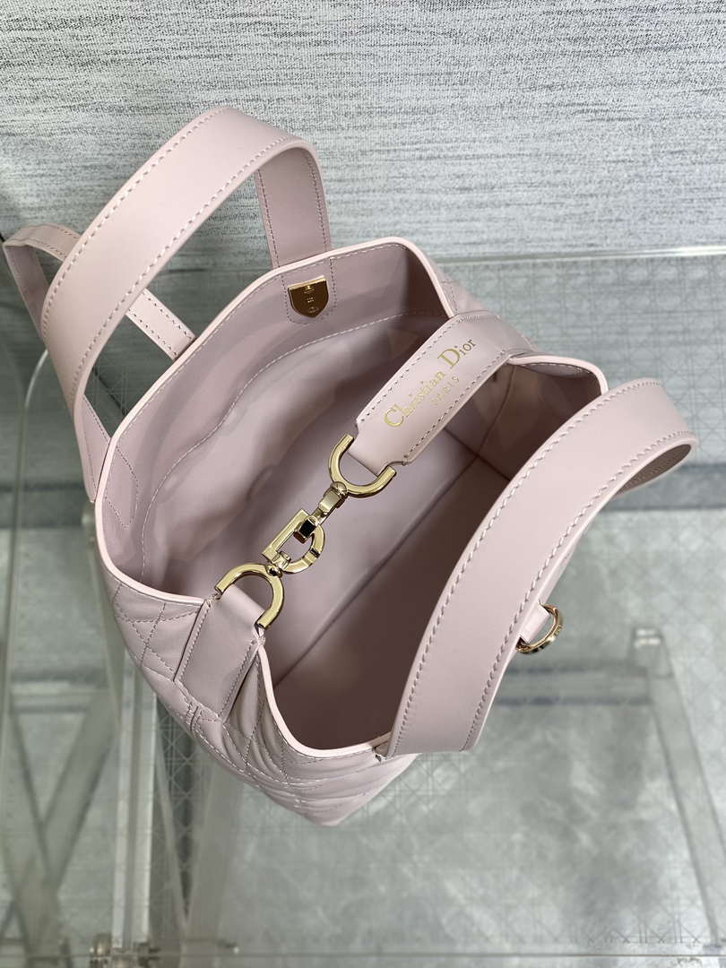 Dior M2835 Small Dior Toujours Vertical Tote Bag Pink Macrocannage Calfskin