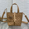 Dior M2835 Small Dior Toujours Vertical Tote Bag Sand Macrocannage Calfskin - Default Title - View 1