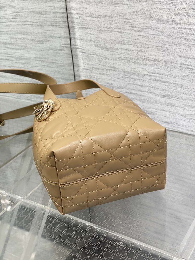 Dior M2835 Small Dior Toujours Vertical Tote Bag Sand Macrocannage Calfskin