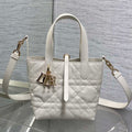 Dior M2835 Small Dior Toujours Vertical Tote Bag White Macrocannage Calfskin - Default Title - View 1