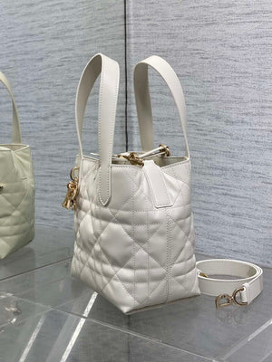 Dior M2835 Small Dior Toujours Vertical Tote Bag White Macrocannage Calfskin - Default Title - View 6